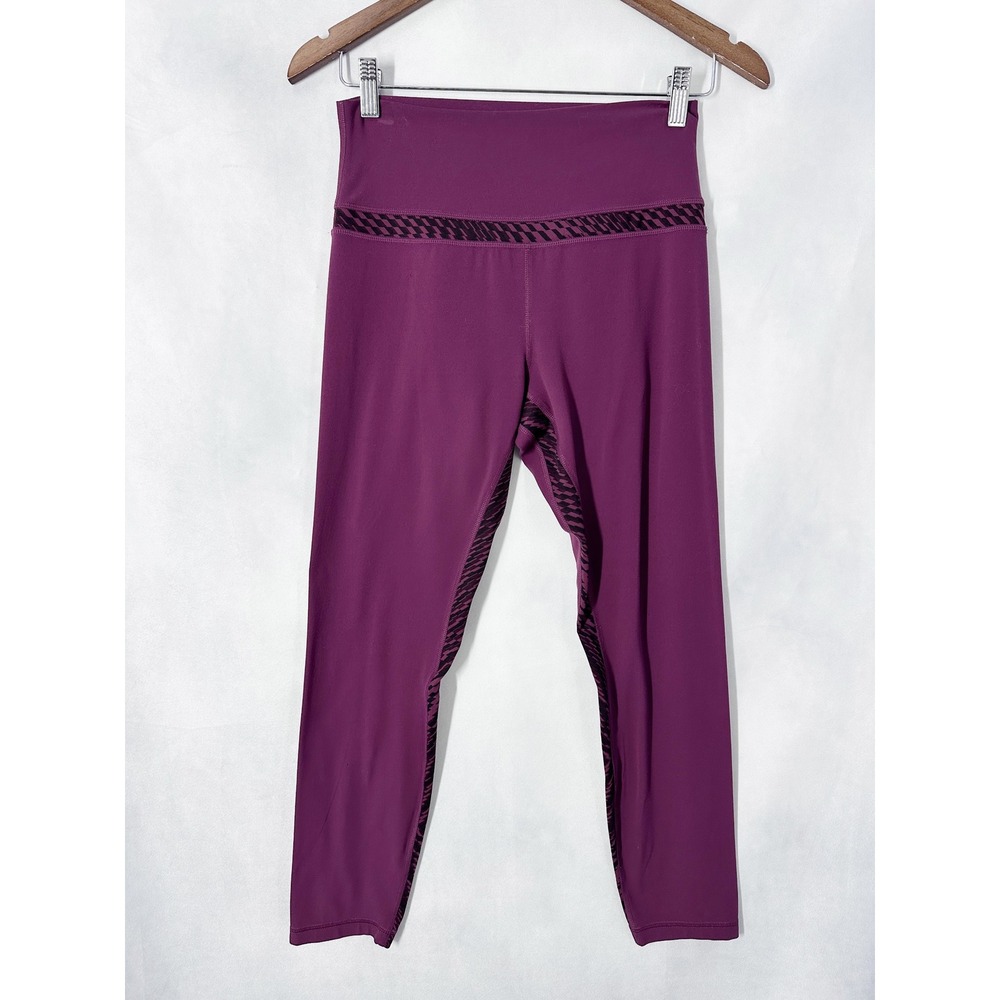 Lululemon Align Red Grape‎ Geometric Trim Purple Cropped Leggings Women's Size 8